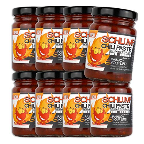 Schlump-Chili Original Habanero-Chili Paste mittelscharf mit Ingwer Achterpack (8 x 90g) von Schlump-Chili