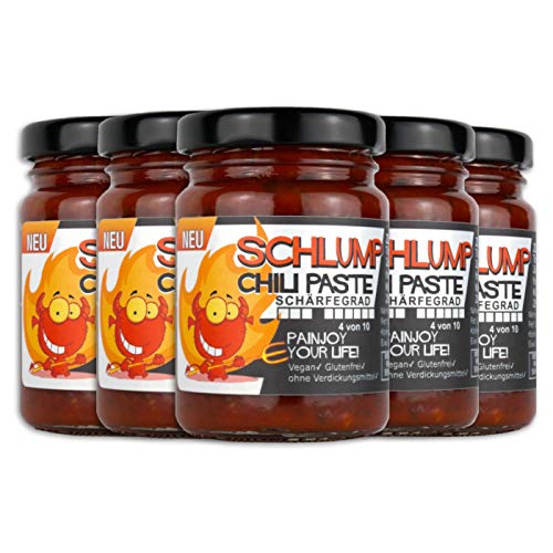 Schlump-Chili Original Habanero-Chili Paste mittelscharf mit Ingwer Fünferpack (5 x 90g) von Schlump-Chili