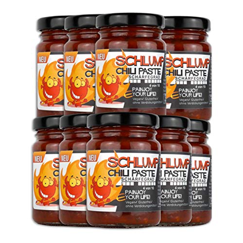 Schlump-Chili Original Habanero-Chili Paste mittelscharf mit Ingwer Neunerpack (9 x 90g) von Schlump-Chili