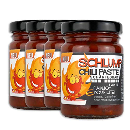 Schlump-Chili Original Habanero-Chili Paste mittelscharf mit Ingwer Viererpack (4 x 90g) von Schlump-Chili