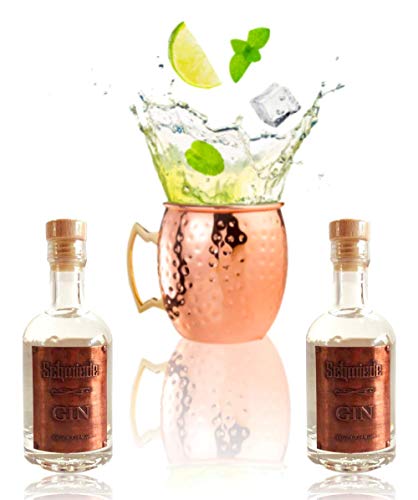 Gin Mule Set Kupferbecher + 2x Schmiede Gin Lehrling (0,1l | 45,0% vol.) von Schmiede Gin