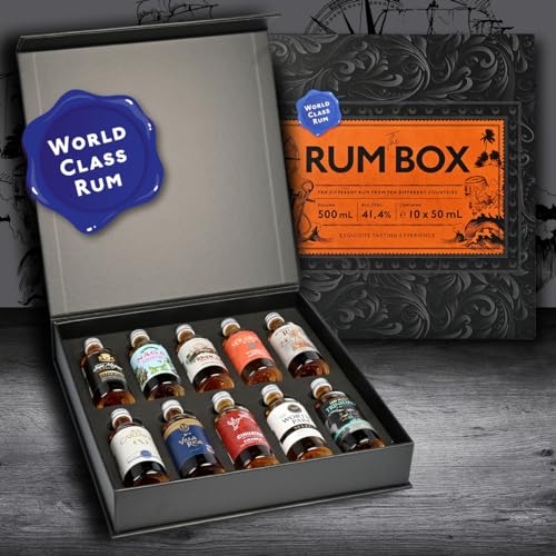 The Rum Box Blue Edition mit 10 Rum Sorten aus 10 Ländern 10 x 50 ml von Schnapsbaron