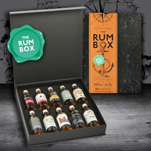 The Rum Box Turquoise Edition mit 10 Rum Sorten aus 10 Ländern 10 x 50 ml von Schnapsbaron