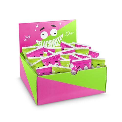 Glückskekse Flachwitze 24er Packung grün und pink | Glückskekse lustige Flachwitze für Kinder und Erwachsene zur Party, Geburtstag, Candybar, Geschenk | Kekse frisch gebacken vegan & made in Germany von Schöne Güter