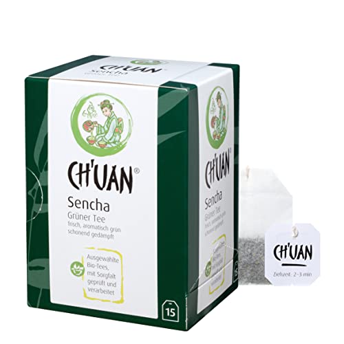 Schoenenberger CH UAN - Grüner Tee Sencha - 1x Packung 15 Filterbeutel (30 g) - Frisch, aromatisch grün - schonend gedämpft - ausgewählter Bio-Tee von Schoenenberger
