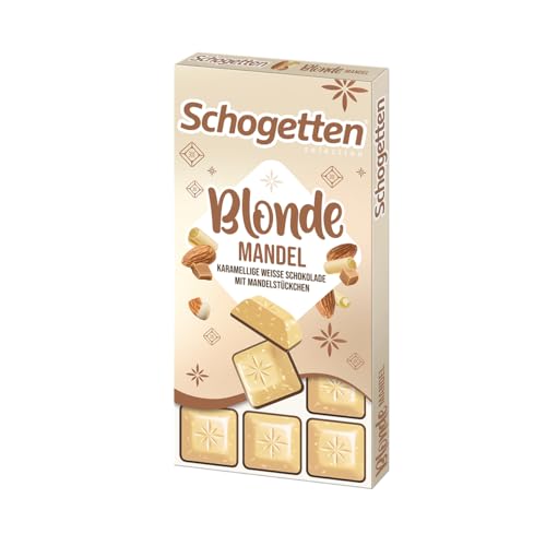 Schogetten Blonde Mandel I karamellige weiße Schokolade mit Mandelstücken I 100 g Schokoladentafel I praktisch einzeln portioniert Schogetten Blonde Mandel I karamellige weiße Schokolade mit Mandelstücken I 100 g Schokoladentafel I praktisch einzeln portioniert von Schogetten