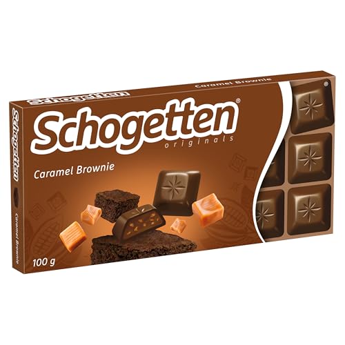 Schogetten Caramel Brownie 100g Schokoladentafel, Vollmilch-Schokolade mit Karamell & Brownie-Stücken, portionierte Stückchen. Ein Genuss. Stück für Stück. Schogetten Caramel Brownie 100g Schokoladentafel, Vollmilch-Schokolade mit Karamell & Brownie-Stücken, portionierte Stückchen. Ein Genuss. Stück für Stück. von Schogetten