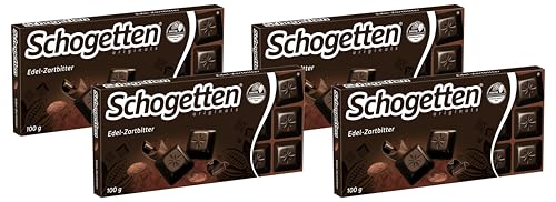 Schogetten Edel-Zartbitter 100g Schokoladentafel, praktisch einzeln portioniert. Ein Genuss. Stück für Stück. (Packung mit 4) von Schogetten