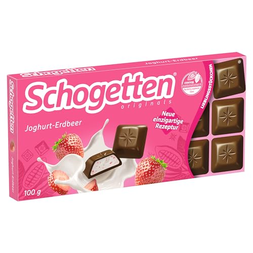 Schogetten Joghurt-Erdbeer 100g Schokoladentafel, praktisch einzeln portioniert. Ein Genuss. Stück für Stück von Schogetten