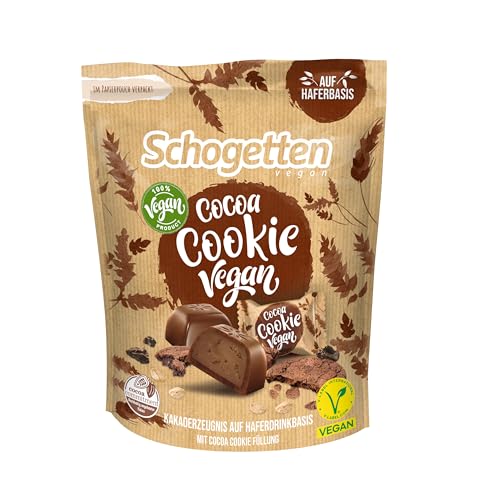 Schogetten Vegan Cocoa Cookie 125g einzeln verpackte Snackpralinen auf Haferdrink-Basis mit veganer Füllung & Cookie-Stückchen. von Schogetten