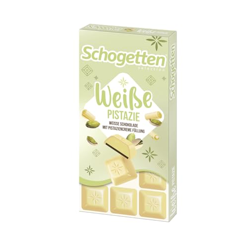 Schogetten Weiße Pistazie I weiße Schokolade mit Pistaziencreme Füllung I 100 g Schokoladentafel I praktisch einzeln portioniert Schogetten Weiße Pistazie I weiße Schokolade mit Pistaziencreme Füllung I 100 g Schokoladentafel I praktisch einzeln portioniert von Schogetten