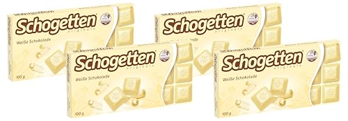 Schogetten Weiße Schokolade 100g Schokoladentafel, praktisch einzeln portioniert. Ein Genuss. Stück für Stück. (Packung mit 4) von Schogetten