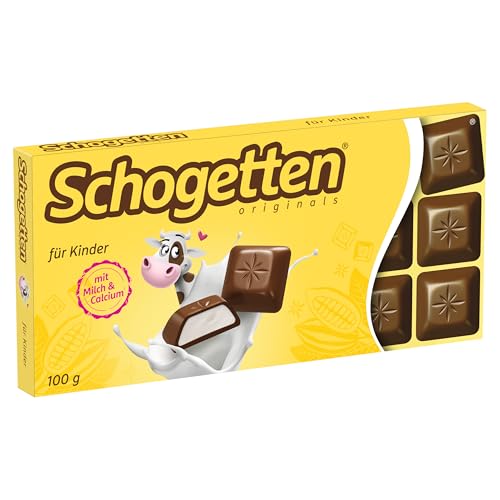 Schogetten für Kinder 100g Schokoladentafel, Vollmilchschokolade mit cremiger Milchcreme, praktisch einzeln portioniert. Ein Genuss. Stück für Stück. Schogetten für Kinder 100g Schokoladentafel, Vollmilchschokolade mit cremiger Milchcreme, praktisch einzeln portioniert. Ein Genuss. Stück für Stück. von Schogetten