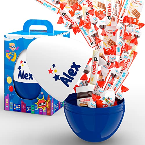 SchokoFreunde Geschenke ® Personalisierte Superhelden Geschenkidee für Junge | XXL Geschenkbox mit Mix aus kinder Schokolade Spezialitäten | Mega Superhero Geschenkbox zum Geburtstag mit Namen von Schokofreunde Geschenke