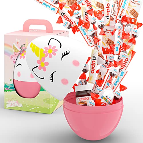 SchokoFreunde Geschenke ® XXL Einhorn Kinder Schokolade Geschenk mit Ferrero Kinderschokolade Mix - Unicorn Geschenkbox für Mädchen - Süßigkeiten Großpackung von Schokofreunde Geschenke