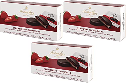 Anthon Berg Marzipan-Pasteten mit Schokoladen-Überzug und Erdbeer-Fruchtfüllung mit Champagner 3 x 220 gr. von Schokolade