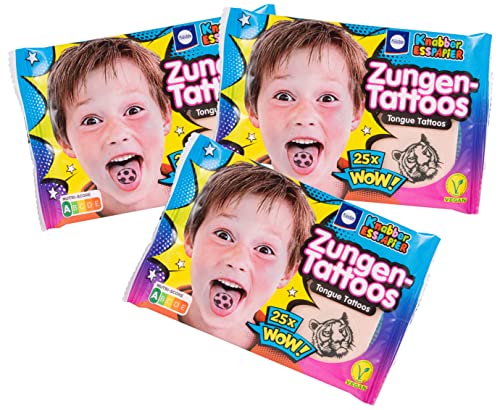 Küchle Zungen-Tattoos – Kinder-Oblaten – Knabber-Esspapier – Süßigkeiten Kindergeburtstag – 3 x 25 Tattoos – 3 x 11g von W. u. H. Küchle GmbH & Co. KG