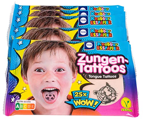 Küchle Zungen-Tattoos – Kinder-Oblaten – Knabber-Esspapier – Süßigkeiten Kindergeburtstag – 5 x 25 Tattoos – 5 x 11g von W. u. H. Küchle GmbH & Co. KG