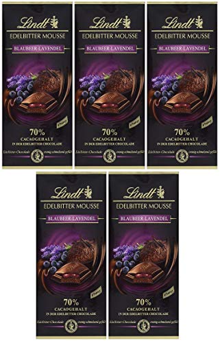 Lindt Edelbitter Mousse Blaubeer-Lavendel Zartbitter Schokolade 150 gr. x 5 von Schokolade