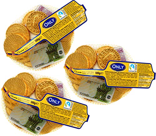 Only Schokoladengeld | Goldmünzen und Geldscheine aus Schokolade | 3x100g von Schokolade