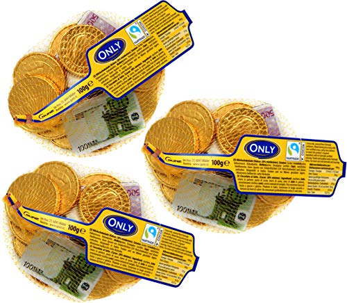 Only Schokoladengeld | Goldmünzen und Geldscheine aus Schokolade | 3x100g von Gunz