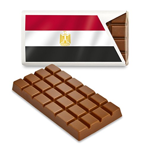 12 kleine Tafeln Schokolade - Fanartikel Süßigkeiten - Große Auswahl Länder, Nationen, Fahnen - Vollmilch (Ägypten) von Schokoladena