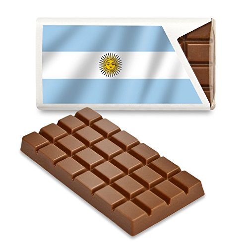 12 kleine Tafeln Schokolade - Fanartikel Süßigkeiten - Große Auswahl Länder, Nationen, Fahnen - Vollmilch (Argentinien) von Schokoladena