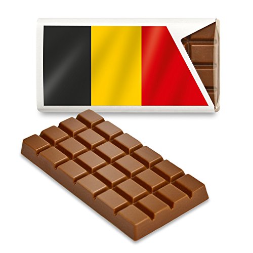 12 kleine Tafeln Schokolade - Fanartikel Süßigkeiten - Große Auswahl Länder, Nationen, Fahnen - Vollmilch (Belgien) von Schokoladena