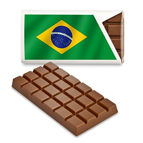 12 kleine Tafeln Schokolade - Fanartikel Süßigkeiten - Große Auswahl Länder, Nationen, Fahnen - Vollmilch (Brasilien) von Schokoladena