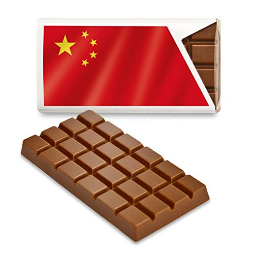 12 kleine Tafeln Schokolade - Fanartikel Süßigkeiten - Große Auswahl Länder, Nationen, Fahnen - Vollmilch (China) von Schokoladena