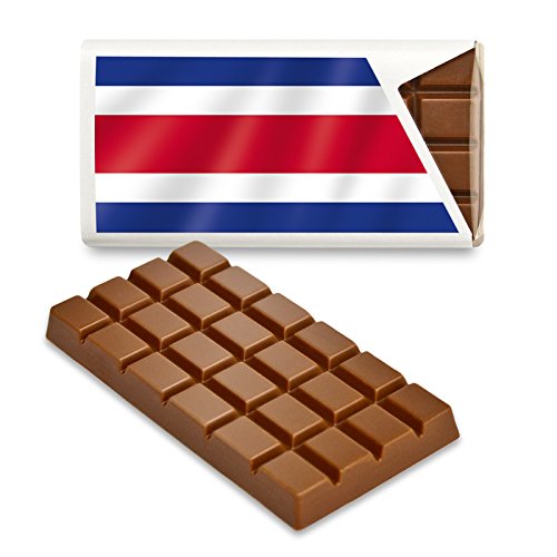 12 kleine Tafeln Schokolade - Fanartikel Süßigkeiten - Große Auswahl Länder, Nationen, Fahnen - Vollmilch (Costa Rica) von Schokoladena