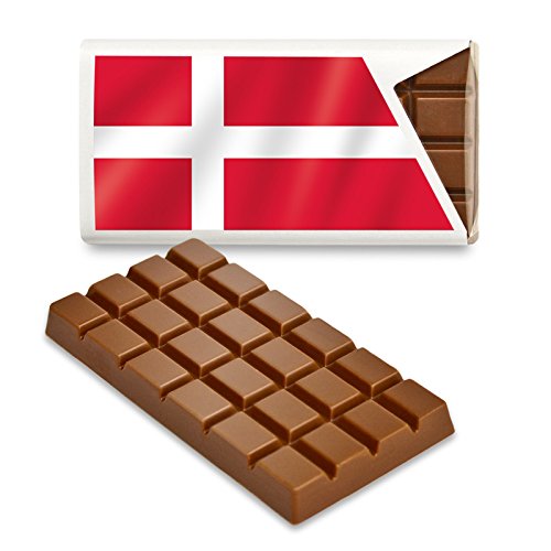 12 kleine Tafeln Schokolade - Fanartikel Süßigkeiten - Große Auswahl Länder, Nationen, Fahnen - Vollmilch (Dänemark) von Schokoladena