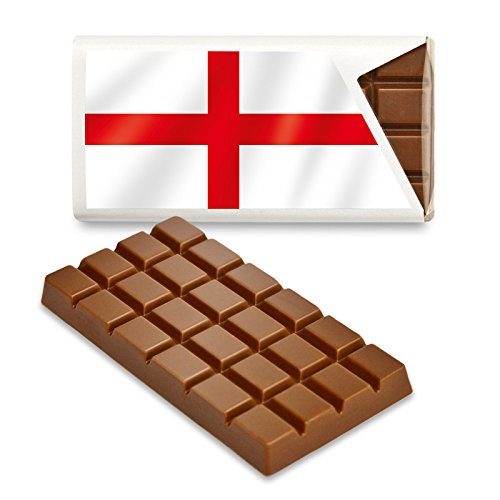 12 kleine Tafeln Schokolade - Fanartikel Süßigkeiten - Große Auswahl Länder, Nationen, Fahnen - Vollmilch (England) von Schokoladena