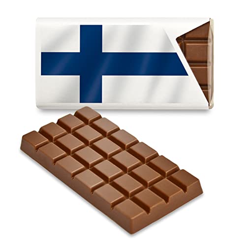 12 kleine Tafeln Schokolade - Fanartikel Süßigkeiten - Große Auswahl Länder, Nationen, Fahnen - Vollmilch (Finnland) von Schokoladena