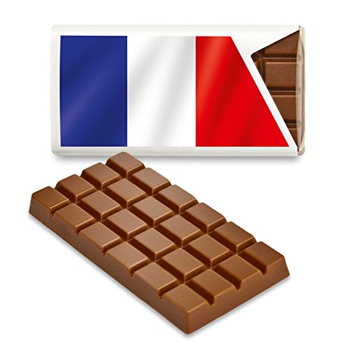 12 kleine Tafeln Schokolade - Fanartikel Süßigkeiten - Große Auswahl Länder, Nationen, Fahnen - Vollmilch (Frankreich) von Schokoladena