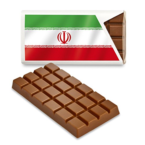 12 kleine Tafeln Schokolade - Fanartikel Süßigkeiten - Große Auswahl Länder, Nationen, Fahnen - Vollmilch (Iran) von Schokoladena
