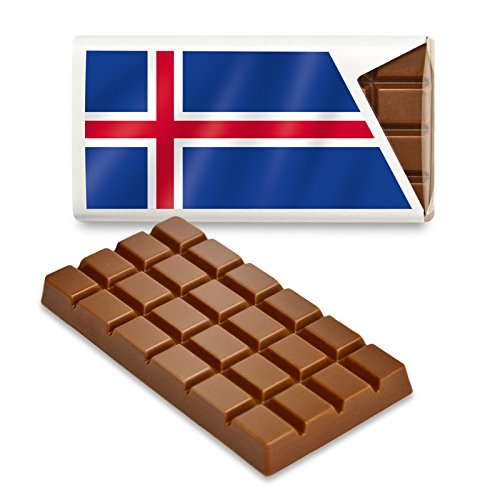 12 kleine Tafeln Schokolade - Fanartikel Süßigkeiten - Große Auswahl Länder, Nationen, Fahnen - Vollmilch (Island) von Schokoladena