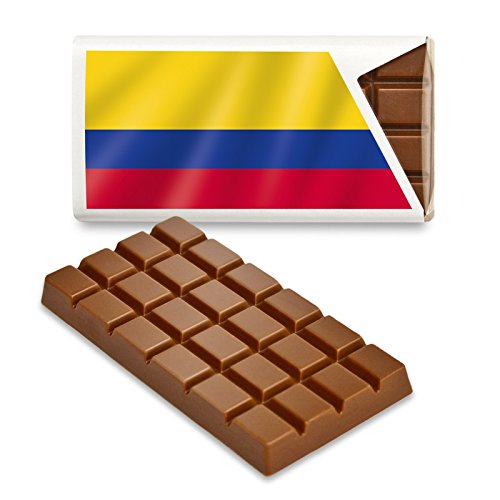 12 kleine Tafeln Schokolade - Fanartikel Süßigkeiten - Große Auswahl Länder, Nationen, Fahnen - Vollmilch (Kolumbien) von Schokoladena