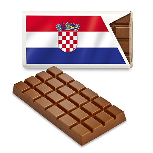 12 kleine Tafeln Schokolade - Fanartikel Süßigkeiten - Große Auswahl Länder, Nationen, Fahnen - Vollmilch (Kroatien) von Schokoladena