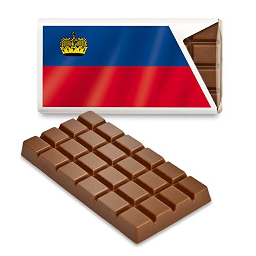 12 kleine Tafeln Schokolade - Fanartikel Süßigkeiten - Große Auswahl Länder, Nationen, Fahnen - Vollmilch (Liechtenstein) von Schokoladena