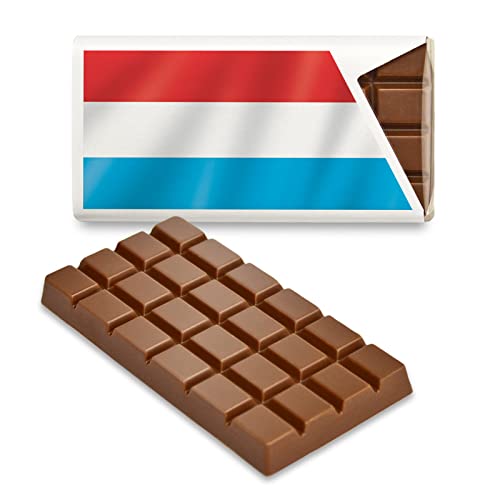 12 kleine Tafeln Schokolade - Fanartikel Süßigkeiten - Große Auswahl Länder, Nationen, Fahnen - Vollmilch (Luxemburg) von Schokoladena