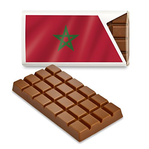 12 kleine Tafeln Schokolade - Fanartikel Süßigkeiten - Große Auswahl Länder, Nationen, Fahnen - Vollmilch (Marokko) von Schokoladena
