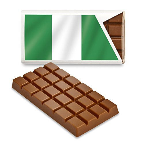12 kleine Tafeln Schokolade - Fanartikel Süßigkeiten - Große Auswahl Länder, Nationen, Fahnen - Vollmilch (Nigeria) von Schokoladena