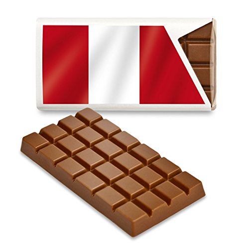 12 kleine Tafeln Schokolade - Fanartikel Süßigkeiten - Große Auswahl Länder, Nationen, Fahnen - Vollmilch (Peru) von Schokoladena