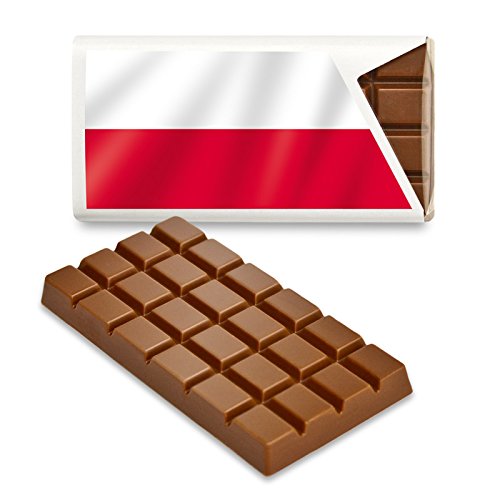 12 kleine Tafeln Schokolade - Fanartikel Süßigkeiten - Große Auswahl Länder, Nationen, Fahnen - Vollmilch (Polen) von Schokoladena