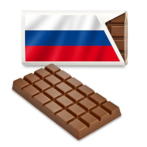 12 kleine Tafeln Schokolade - Fanartikel Süßigkeiten - Große Auswahl Länder, Nationen, Fahnen - Vollmilch (Russland) von Schokoladena