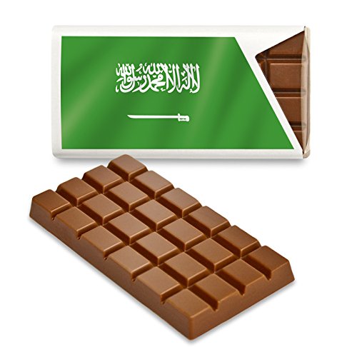 12 kleine Tafeln Schokolade - Fanartikel Süßigkeiten - Große Auswahl Länder, Nationen, Fahnen - Vollmilch (Saudi-Arabien) von Schokoladena