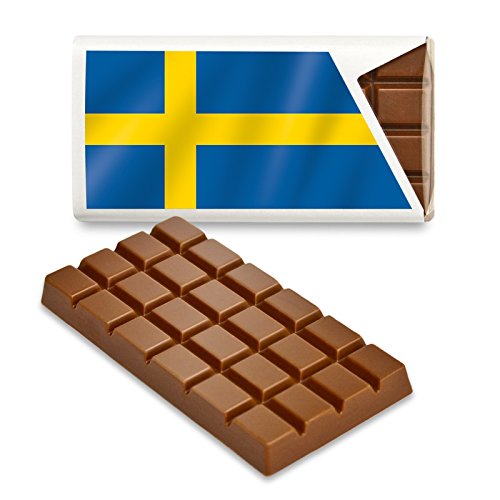 12 kleine Tafeln Schokolade - Fanartikel Süßigkeiten - Große Auswahl Länder, Nationen, Fahnen - Vollmilch (Schweden) von Schokoladena