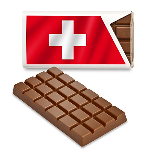 12 kleine Tafeln Schokolade - Fanartikel Süßigkeiten - Große Auswahl Länder, Nationen, Fahnen - Vollmilch (Schweiz) von Schokoladena