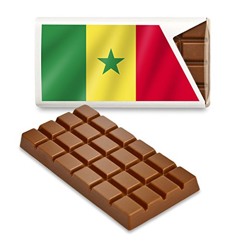 12 kleine Tafeln Schokolade - Fanartikel Süßigkeiten - Große Auswahl Länder, Nationen, Fahnen - Vollmilch (Senegal) von Schokoladena